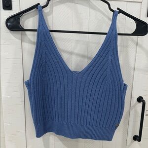 Roxy Blue Ribbed Knit Crop Top